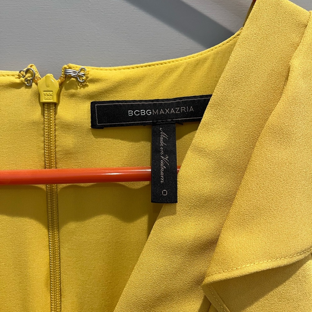 BCBGMaxAzria Yellow Ruffled Halter Mini Dress - Picture 3 of 3